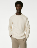Cotton Textured Crewneck Sweatshirt