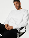 Cotton Textured Crewneck Sweatshirt