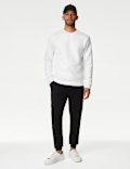 Cotton Textured Crewneck Sweatshirt