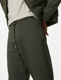 Cuffed Cotton Blend Zip Pocket Joggers