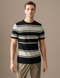 Pure Cotton Striped Textured T-Shirt