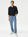 Cotton Blend Textured Henley T-Shirt