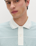 Pure Cotton Pique Striped Polo Shirt