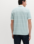 Pure Cotton Pique Striped Polo Shirt