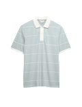 Pure Cotton Pique Striped Polo Shirt