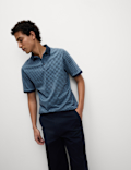 Pure Cotton Houndstooth Print Polo Shirt