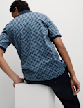 Pure Cotton Houndstooth Print Polo Shirt