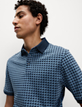 Pure Cotton Houndstooth Print Polo Shirt
