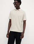 Pure Cotton Houndstooth Print Polo Shirt