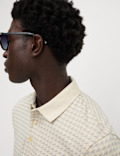 Pure Cotton Houndstooth Print Polo Shirt