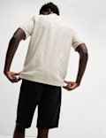 Pure Cotton Houndstooth Print Polo Shirt