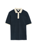 Pure Cotton Textured Tipped Polo Shirt