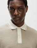 Pure Cotton Textured Tipped Polo Shirt