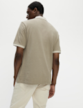 Pure Cotton Textured Tipped Polo Shirt