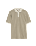 Pure Cotton Textured Tipped Polo Shirt