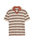 Cotton Blend Crepe Notch Neck Polo Shirt