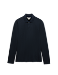 Cotton Blend Ribbed Long Sleeve Polo Shirt