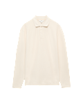 Cotton Blend Ribbed Long Sleeve Polo Shirt
