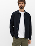 Cotton Blend Ribbed Overshirt