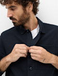Cotton Blend Ribbed Overshirt