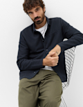 Cotton Blend Ribbed Overshirt