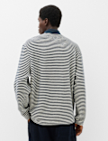 Pure Cotton Half Zip Striped Polo Shirt