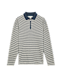 Pure Cotton Half Zip Striped Polo Shirt