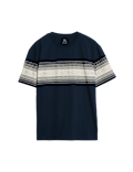 Pure Cotton Chest Stripe Crew Neck T-Shirt