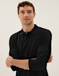 Pure Cotton Long Sleeve Polo Shirt