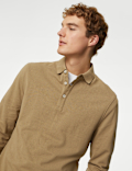 Pure Cotton Long Sleeve Polo Shirt
