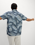 Jacquard Palm Leaf Print Polo Shirt