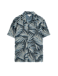 Jacquard Palm Leaf Print Polo Shirt