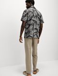 Jacquard Palm Leaf Print Polo Shirt
