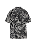 Jacquard Palm Leaf Print Polo Shirt