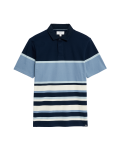 Regular Fit Pure Cotton Stripes Polo Collar Tshirt