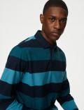 Regular Fit Pure Cotton Stripes Polo Collar Tshirt