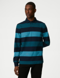 Regular Fit Pure Cotton Stripes Polo Collar Tshirt