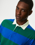 Regular Fit Pure Cotton Stripes Polo Collar Tshirt