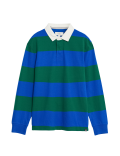 Regular Fit Pure Cotton Stripes Polo Collar Tshirt