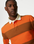 Regular Fit Pure Cotton Stripes Polo Collar Tshirt