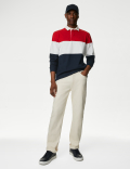 Regular Fit Pure Cotton Colorblocked Polo Collar Tshirt