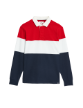 Regular Fit Pure Cotton Colorblocked Polo Collar Tshirt