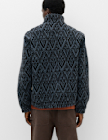 Printed Funnel Neck Fleece Jacket
