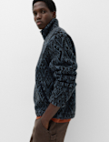 Printed Funnel Neck Fleece Jacket