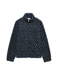 Printed Funnel Neck Fleece Jacket