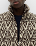 Printed Funnel Neck Fleece Jacket