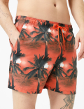 Quick Dry Palm Print Swim Shorts