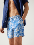 Quick Dry Tropical Print Swim Shorts