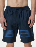 Quick Dry Striped Longer Length Swim Shorts