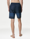 Quick Dry Striped Longer Length Swim Shorts